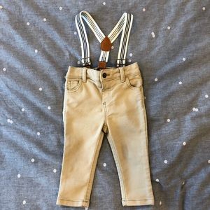 Joe Fresh Suspender Khakis, 12-18 months, EUC